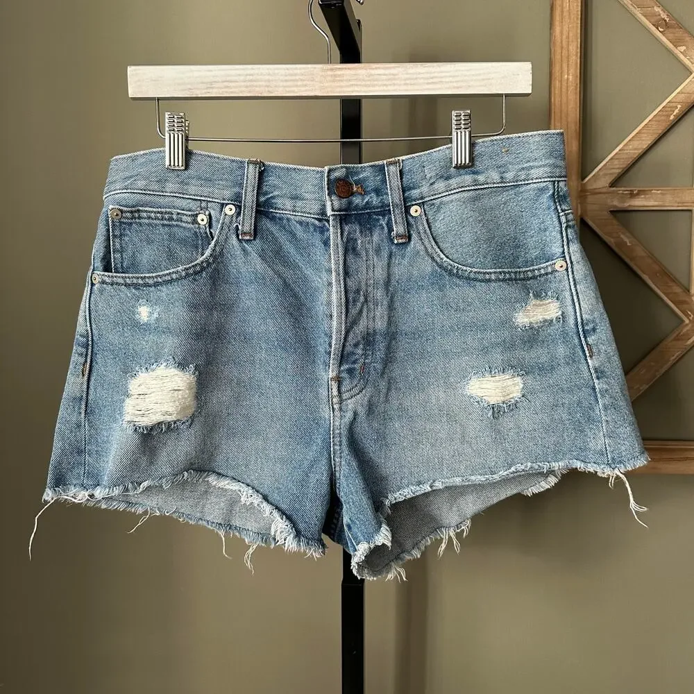 Madewell Relaxed Denim Shorts Size 28 Womens Distressed Jean